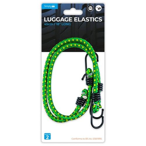 Luggage Elastics 45cm Pack of 2 Bungee Hook Straps Car Van Travel Light Load