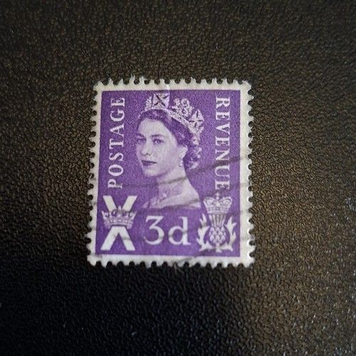 Great Britain Elizabeth II 3d Purple Pre-Decimal Postage Revenue Stamp Royalty