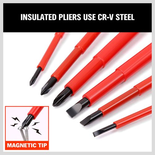 6pc Insulated Magnetic Electricians Screwdriver Soft Grip Phillips Flat Set — image 6