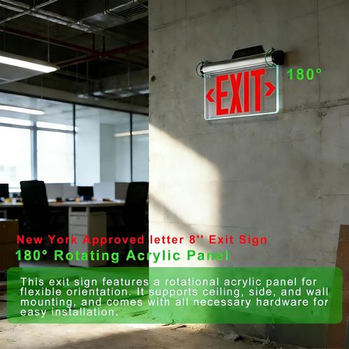 New York Approved Letter 8" Exit Sign Emergency Light Replaceable Acrylic Panel — image 3