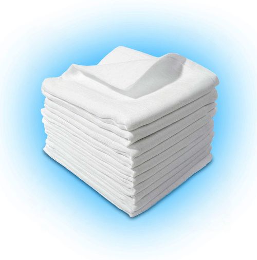 Muslin Square 100% Cotton White Baby Nappies Pack Cloth Reusable Bib Wipe — image 1