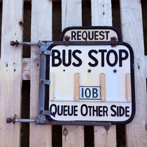 Original Vintage Double Sided Request Bus Stop Sign Route 10B British Transport — image 1