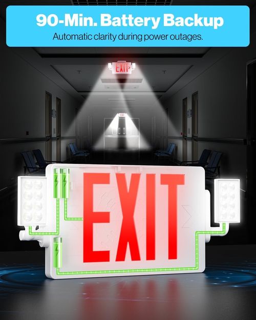 4 Pack LED Exit Sign Emergency Light–Hi Output RED Compact Combo UL 924 Listed — image 9