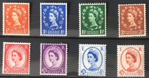 GB QEII 1958 Wildings Graphite Line Set of 8 SG587 - SG594 Mint Hinged (G3)
