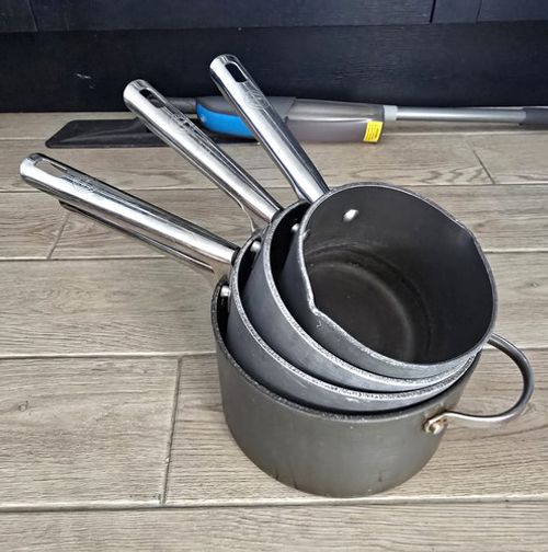 Anolon 6pc Non-Stick Aluminium Saucepan Set, Lids, Black/Silver