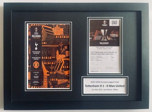 2025 Europa League Cup Final A4 Photo Match Ticket Programme Display Spurs