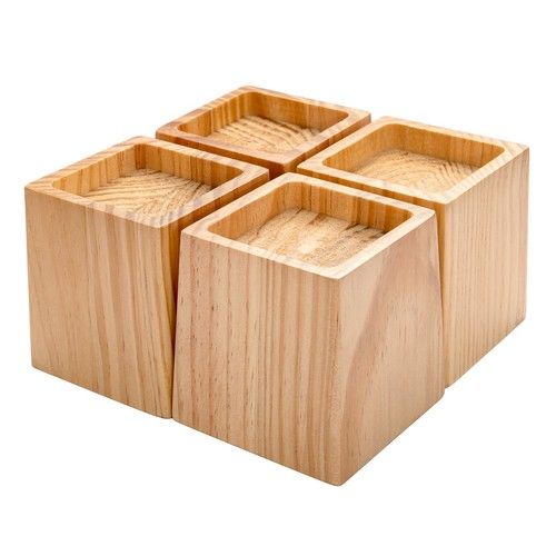 Wood Bed Risers 4 Inch, Solid Wood Furniture Risers Heavy Duty up to 2200 lbs