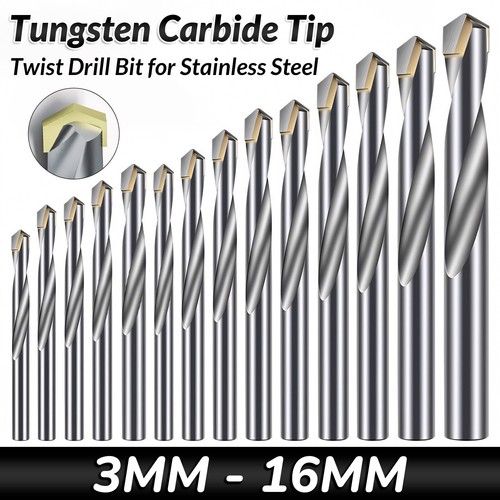 Solid Carbide Tip TCT Drill Bits 3mm-16mm Twist Drill Bit for Stainless Steel