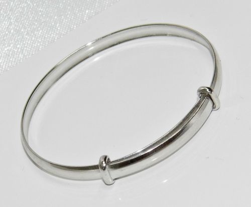 Sterling Silver Expanding Baby Bangle - New Born - PLAIN -  NEW - Gift Boxed — image 5