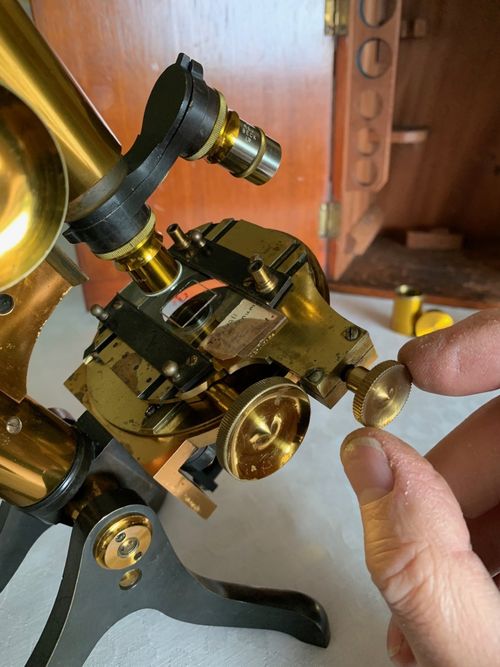 Antique Henry Crouch Histological Brass Microscope - circa 1887, Cased — image 15