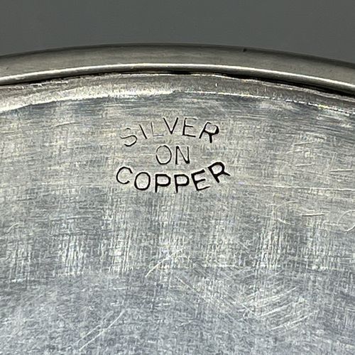 Antique Silver Plated Gallery Serving Tray Cocktail Drinks Tea Handles Stud Feet — image 20