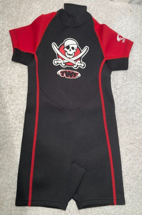 TWF Kids Girls Boys Red Shorty Shortie Neoprene Wetsuit UV 50+ Zip Age 2 - 3 — image 1