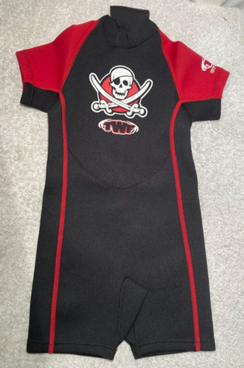 TWF Kids Girls Boys Red Shorty Shortie Neoprene Wetsuit UV 50+ Zip Age 2 - 3