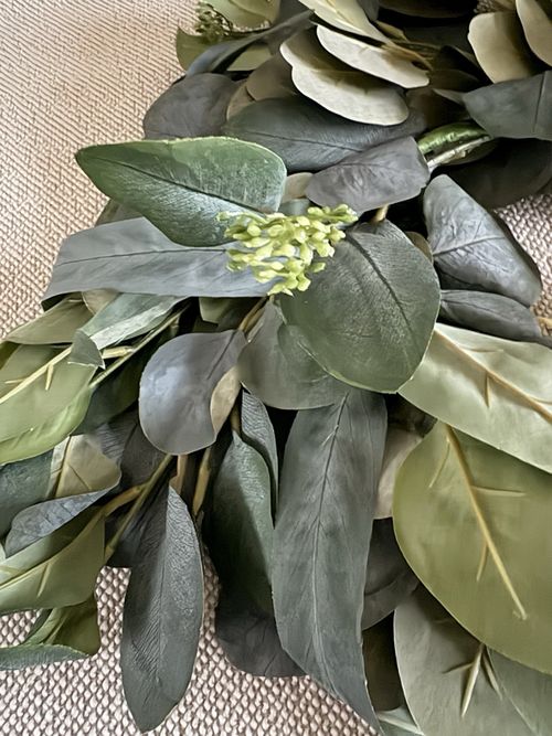 Pack of 2 Christmas garlands long 200cm 6ft faux eucalyptus foliage decor — image 8