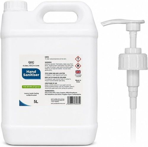 GHC 5L Aloe Vera Hand Sanitiser Gel 70% Ethyl Alcohol Antibacterial Fast Drying