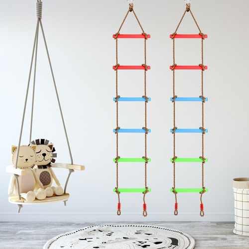 Kids Outdoor Climbing Ladder Frame Swinging Rope Ladder Garden Fun Activity Toy — image 8