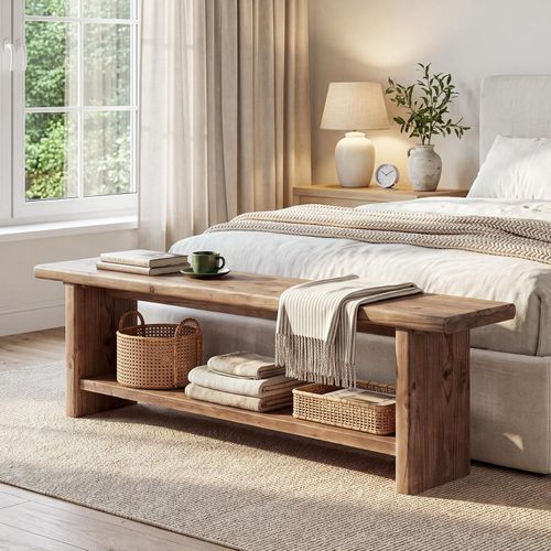 70.87” Farmhouse Solid Wood Entryway Bench with Shoe Storage Shelf for Hallway — image 7