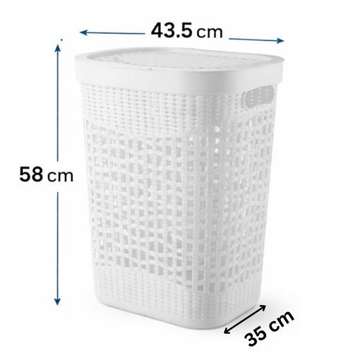 60L Large Plastic Rattan Style Laundry Clothes Storage Washing Bin Basket Hamper