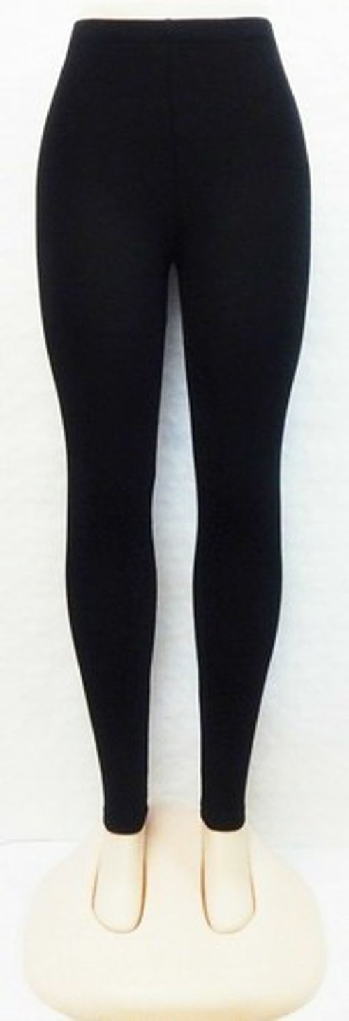 Leggings Cotton Plain Full Length Black UK Size 6 - 30 Womens Ladies Girls