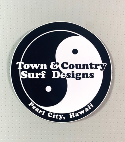 T&C Town & Country Surf Designs Hawaii Sticker 5 inches White/Black sk8 — image 1