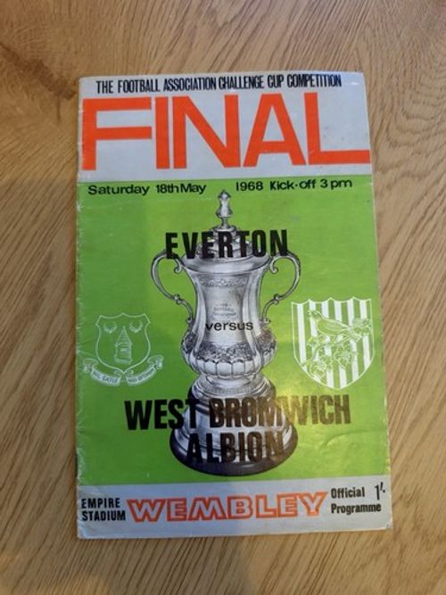 FA Cup Final 1968 Official Wembley Programme Everton vs West Bromwich Albion