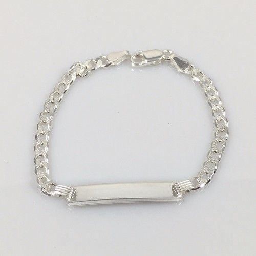 925 Sterling Silver Solid Christening Personalised Baby Curb ID Bracelet 5.5"