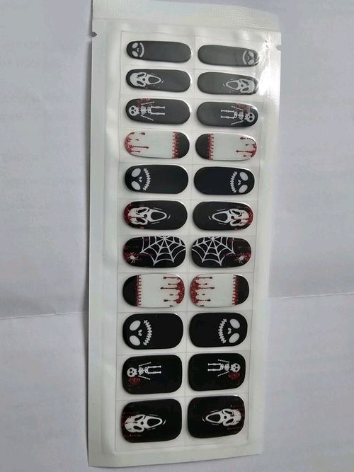Halloween Nail Stickers Wraps Black Red White Skull Ghost Skeleton Spider Web  — image 5