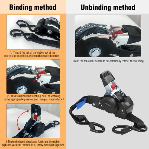 4Pcs Automatic Retractable Ratchet Strap Heavy Duty Car Trailer Tie Down Straps — image 6