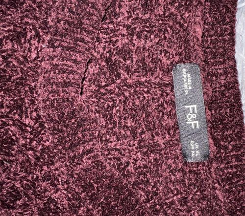 F&F Burgundy Waffle-Knit Textured Crew Neck Pullover Jumper Women’s XL — image 2