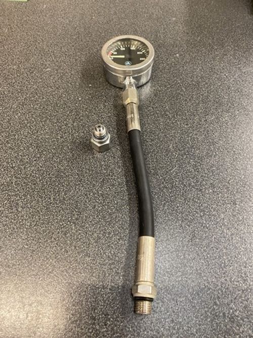 Apeks Single Pressure Gauge 0-360 Bars on Short Swivelling Hose & adapter