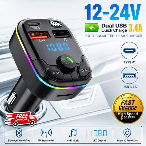 Car wireless Bluetooth FM Transmitter MP3 Player USB Car Charger Adapter UK