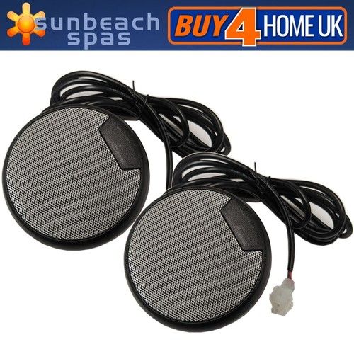 Hot Tub Speakers (Pair) - 4" 300v Black Circle Waterproof Wired Spa Audio Sound