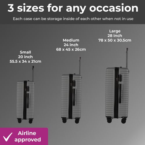 Neo Luggage Suitcase Set 3 Piece Hard Shell ABS Expandable Handle Inbuilt Lock — image 3