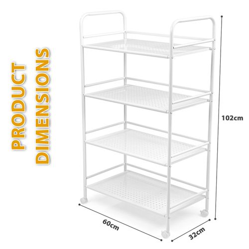 Large Beauty Trolley Cart 4 Shelves Salon Spa Storage Trolley on Wheels White — image 2