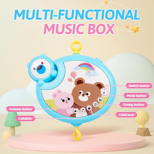 Baby Musical Crib Bed Bell Cot Mobile Stars Dreams Light Nusery Lullaby Toy UK — image 7