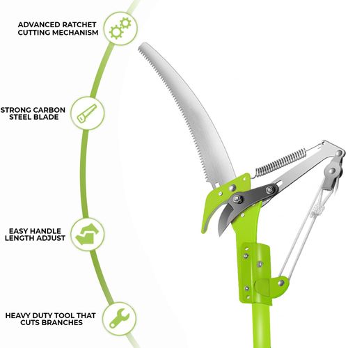 TELESCOPIC GARDEN LOPPER EXTENDABLE TREE HIGH BRANCH PRUNER CUTTER + 30cm SAW — image 2