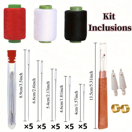 34Pcs Hand Sewing Kit Big Eye Needles Thread Repair Set DIY Craft Sewing Tools — image 7