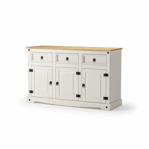 Corona Sideboard White 3 Door 3 Drawer Solid Pine Dining Mexican — image 8