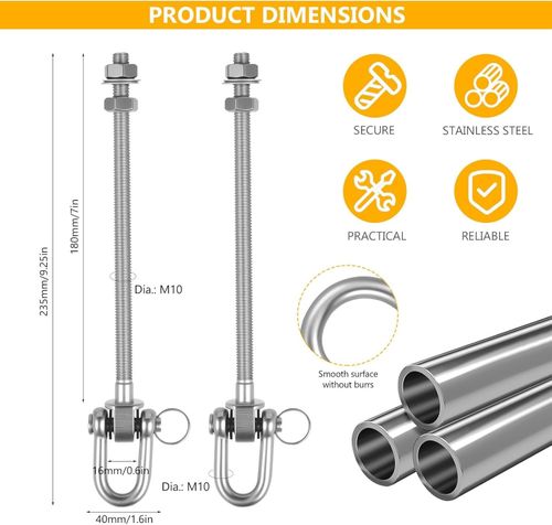 2 Pcs Heavy Duty Swing Hangers Hooks with 235 mm x 180 x 40 mm, Silvery — image 2