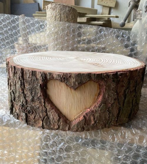 Wooden log cake stand with personalised option, rustic log display cake stand — image 17
