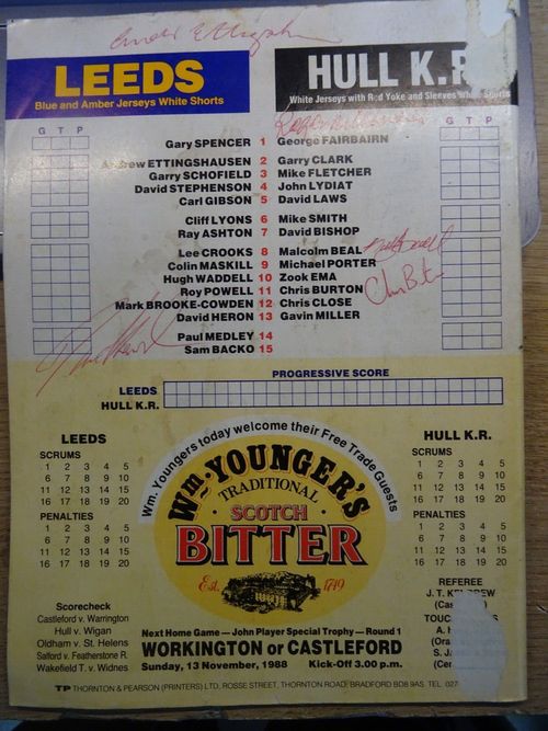 THREE  LEEDS R.L . SIGNED  PROGRAMMES, 1988-1992 — image 1