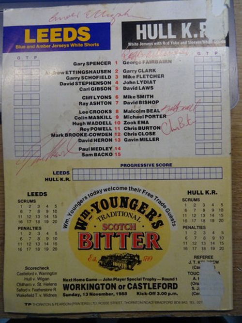 THREE  LEEDS R.L . SIGNED  PROGRAMMES, 1988-1992