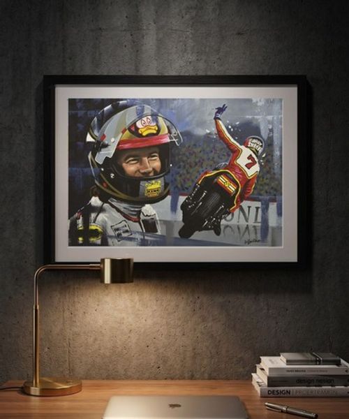 Barry Sheene MotoGP A3 print from painting by Greg Tillett poster Wall art