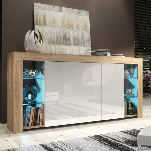 Display Sideboard TV Unit Cabinet Storage High Gloss Matt Doors Free LED 164cm — image 1