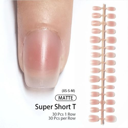 Press On Nails Short Almond Square Oval 30 Tips French False Nail With Glue Tabs — image 1