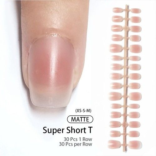Press On Nails Short Almond Square Oval 30 Tips French False Nail With Glue Tabs
