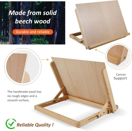 A3 Artist Drawing Board Solid Beech Wood Desktop Painting Easel Adjustable — image 5