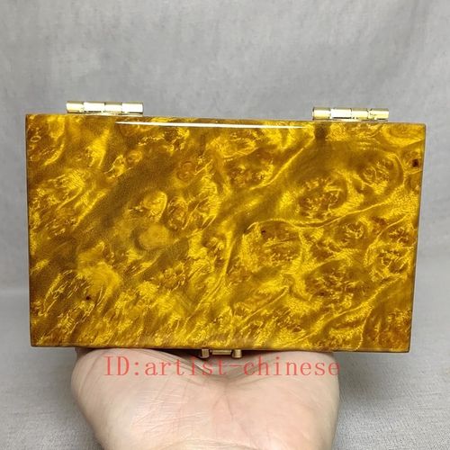 5.9"Collection Old China Gold-rimmed Nanmu Wood Carved Jewelry Box Storage Box — image 12