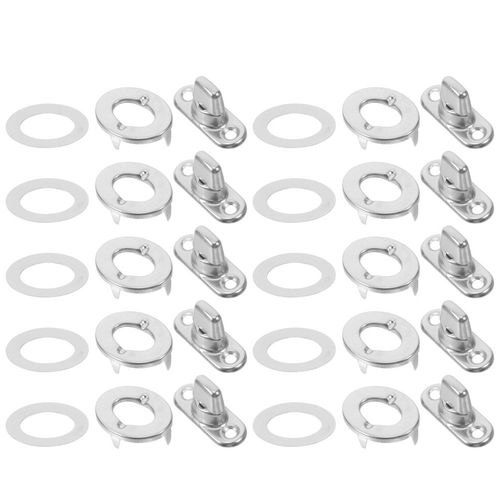 Stainless Steel Rotating Button Snap Fasteners 10Sets Silver Secure Hold — image 1