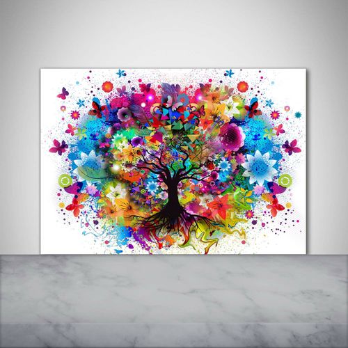 Tulup Kitchen Glass Splashback 100x70 Colorful tree — image 1